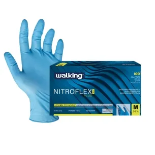 [2139/L] Guanti Monouso L in Nitrile Walking Nitroflex Plus (Conf.100 Pz) Azzurro