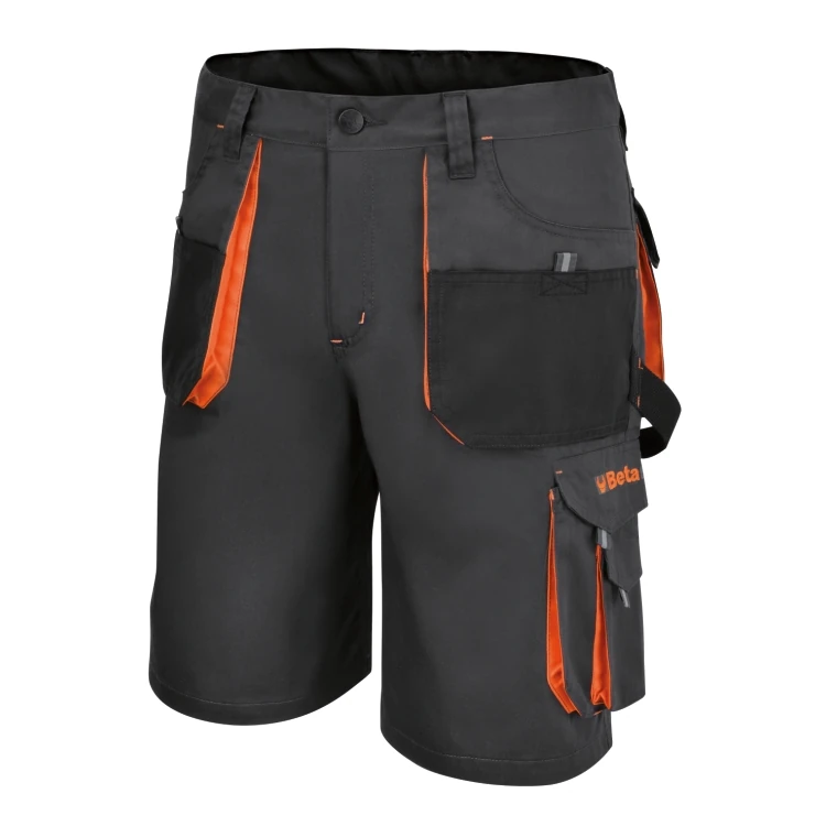 [078610808] Beta 7861G bermuda leggeri da lavoro in T/C twill 180 g con inserti in Oxford, grigio
