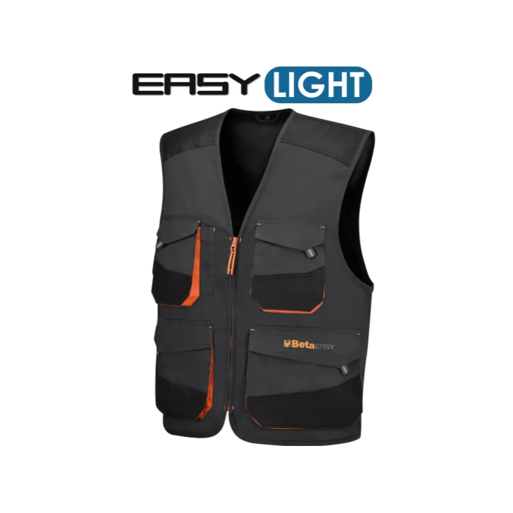 [078670806] Beta 7867G gilet leggero da lavoro in T/C twill 180 g con inserti in Oxford, grigio