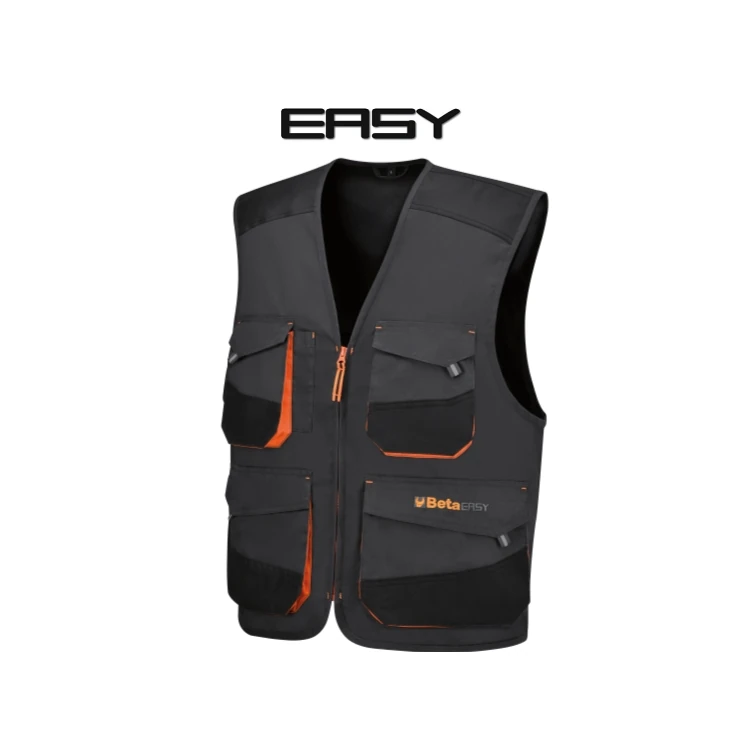 [079070800] Beta 7907G gilet da lavoro in T/C canvas 260 g con inserti in Oxford, grigio