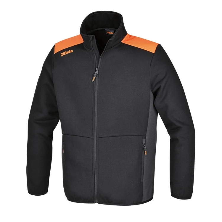 [075650406] Beta 7565NG felpa girocollo 240 g, 60% cotone, 40% poliestere grigio melange e inserti neri