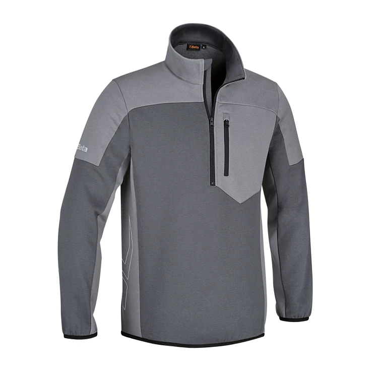 [076430002] Beta 7643G felpa zip corta, 80% cotone, 20% poliestere, 280 g, antracite/grigio chiaro