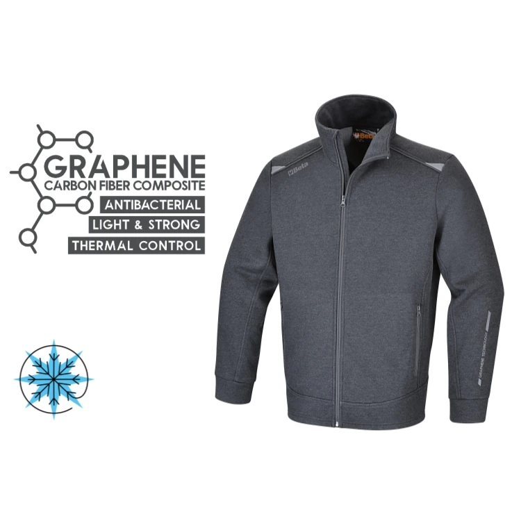 [076440013] Beta 7643G felpa zip corta, 80% cotone, 20% poliestere, 280 g, antracite/grigio chiaro