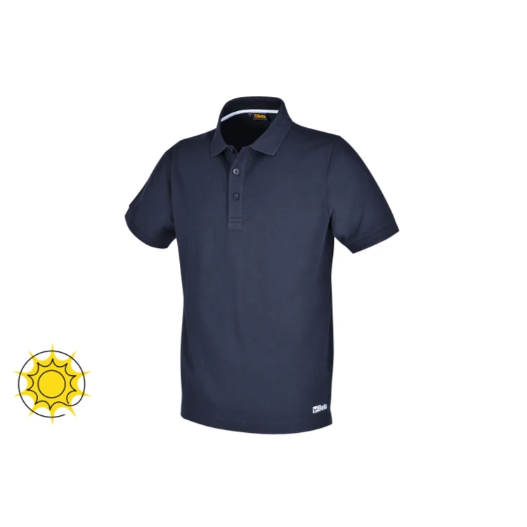 [075520306] Beta 7552BL polo work in cotone piquet 200g, con 3 bottoni, blu
