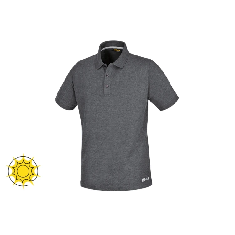 [075520402] Beta 7552G polo work in cotone piquet 200g, con 3 bottoni, grigio melange