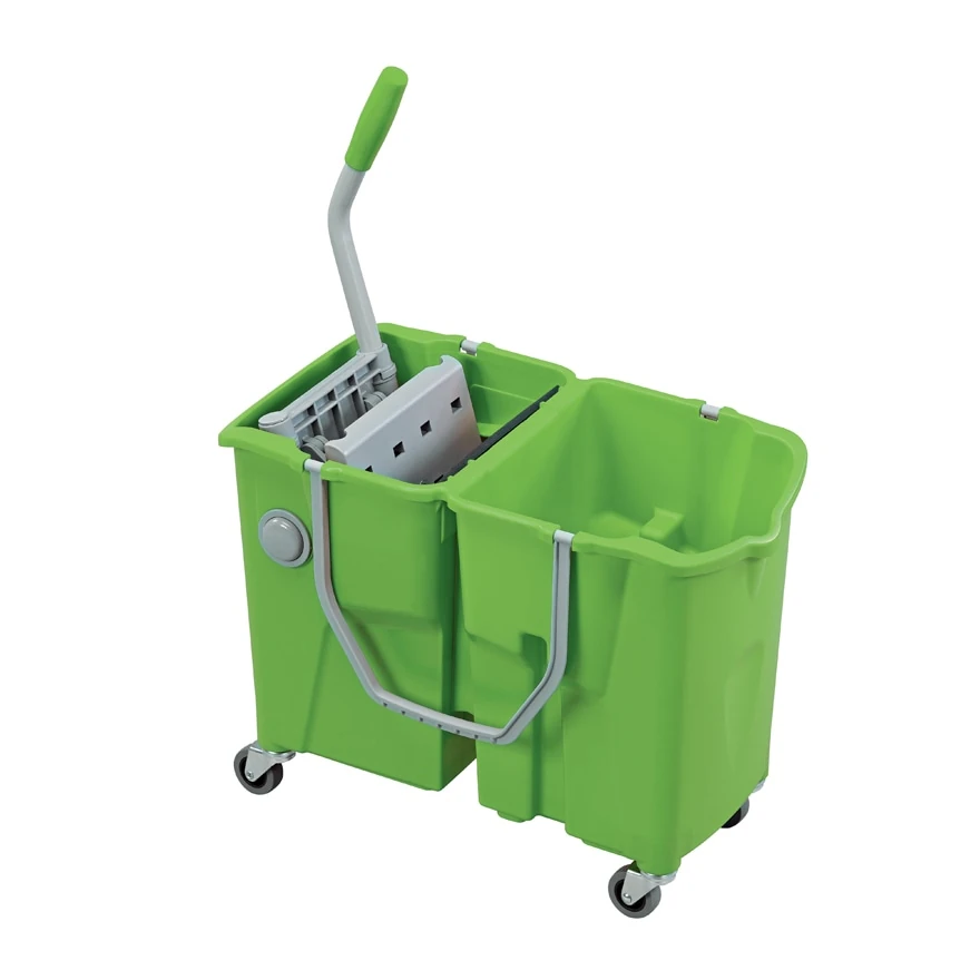 [SECC00044 - 0009] IPC Carrello Doppiavasca Dolly / Clevy 2X15 l Verde Con Strizzatore Speed / Book Con Valvola