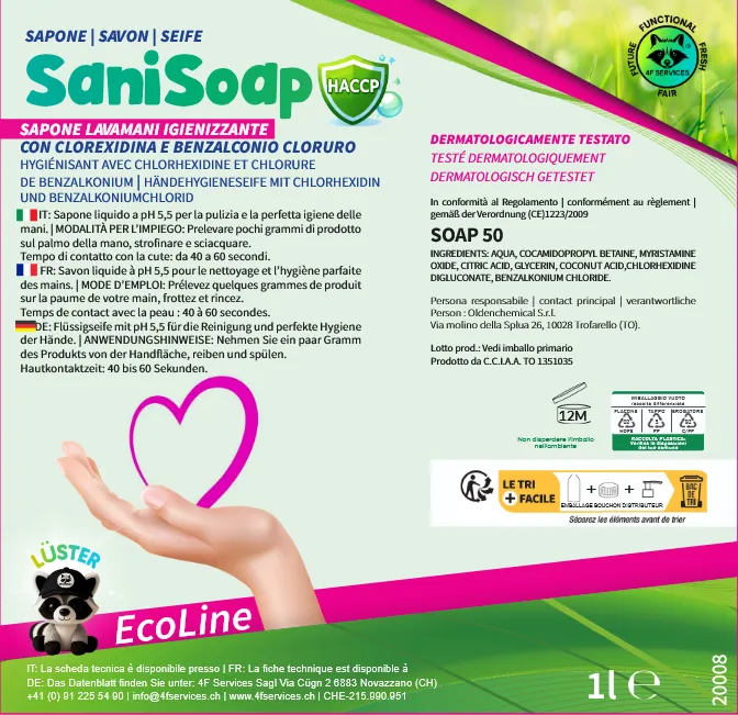 [20008] SaniSoap Sapone liquido Igienizzante mani 1kg