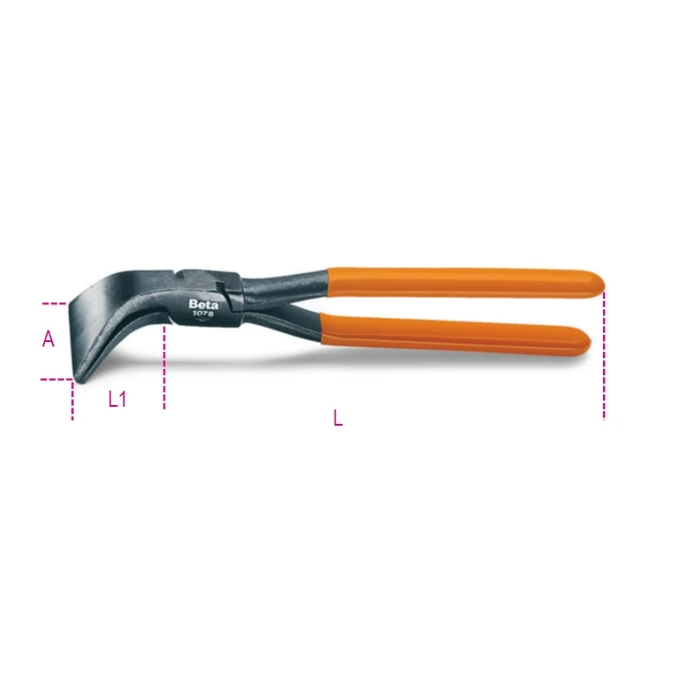 Beta 1078 pinza a becchi larghi piegati a 45° per lattonieri manici ricoperti in PVC