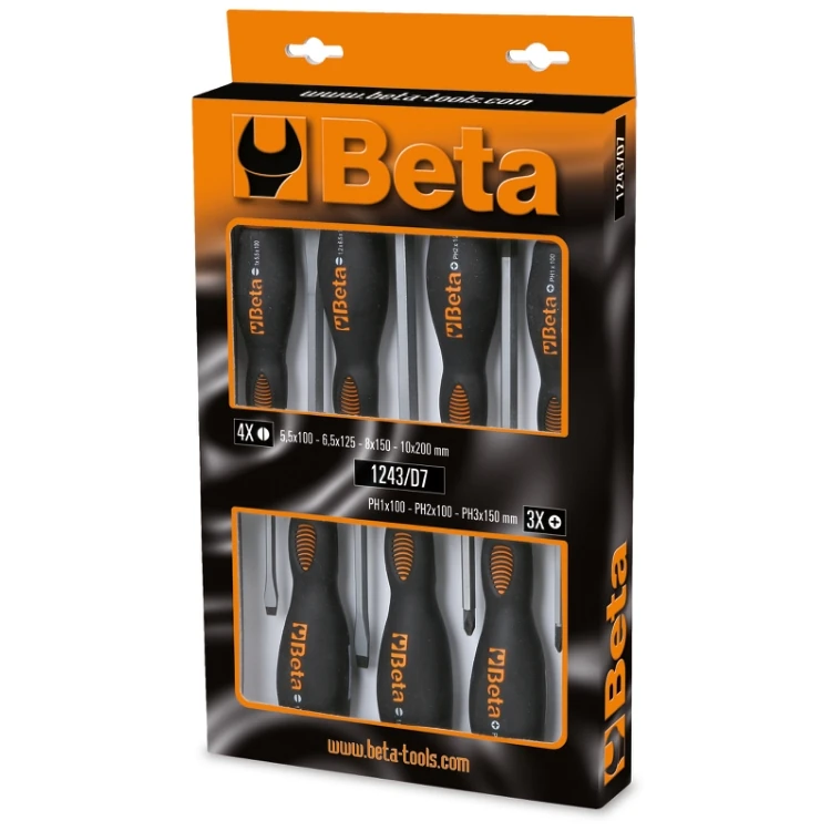 [012430017] Beta 1243/D7 serie di 7 giravite a battere