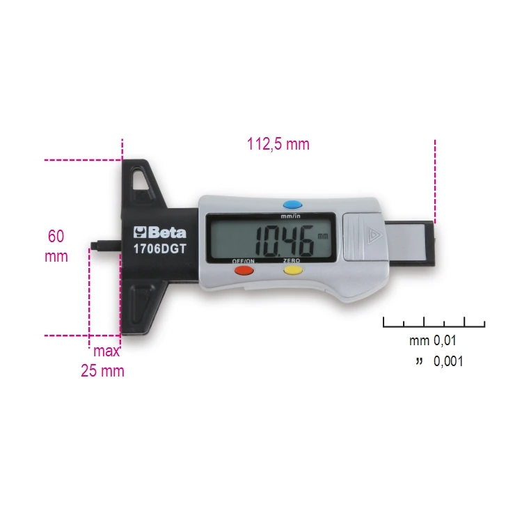 Beta 1706DGT calibro digitale di profondità per battistrada pneumatici