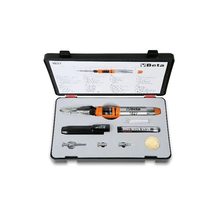 [018270100] Beta 1827/K saldatore a gas con 7 accessori in valigetta con base morbida di polietilene espanso
