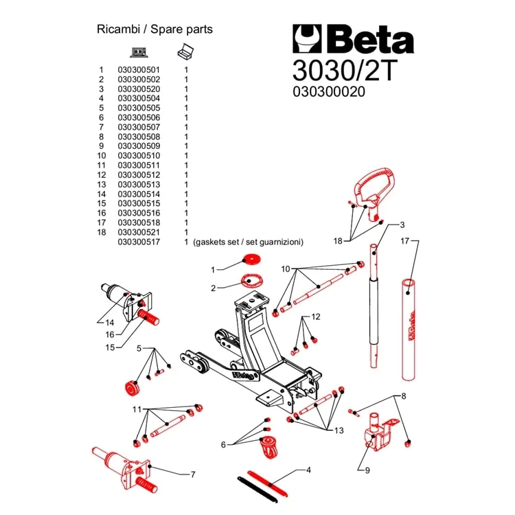 [030300020] Beta 3029AL/1,5T-RP piattello di ricambio in gomma per 3029AL/1,5T-RP