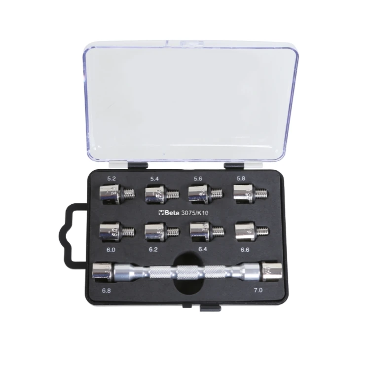 Beta 3075/K10 set chiave universale a testina intercambiabile e 10 inserti, per serraggio raggi ruote