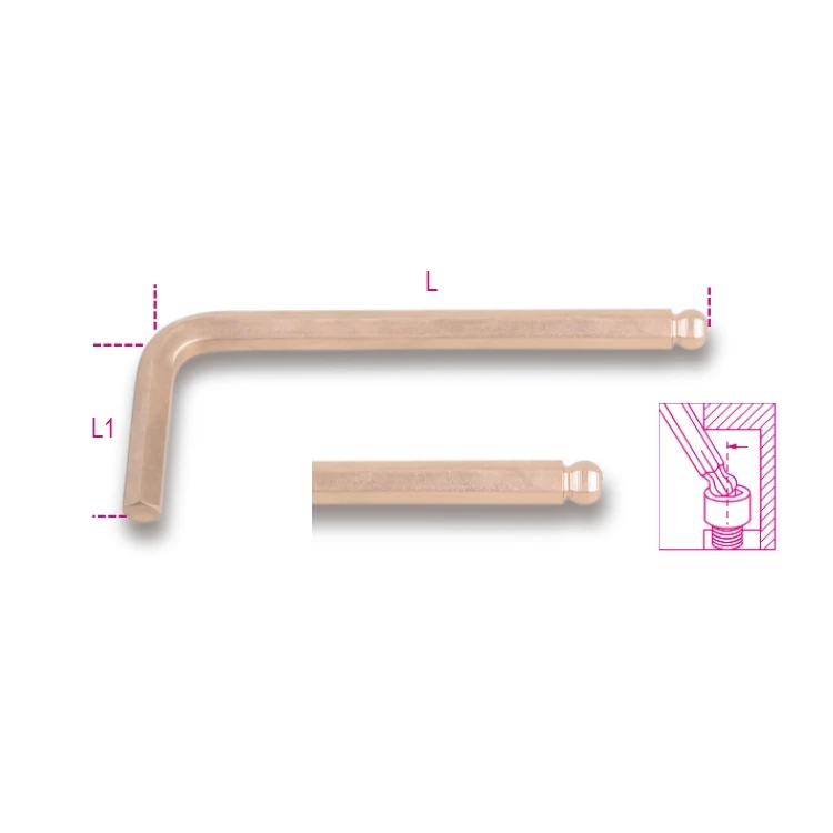 [000961806] Beta 96BA/BP chiavi maschio esagonale piegate con estremità sferica, antiscintilla